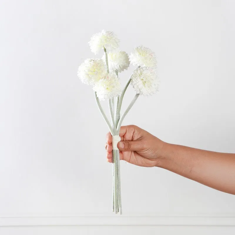 Pom Pom Artificial Flowers - White media 3