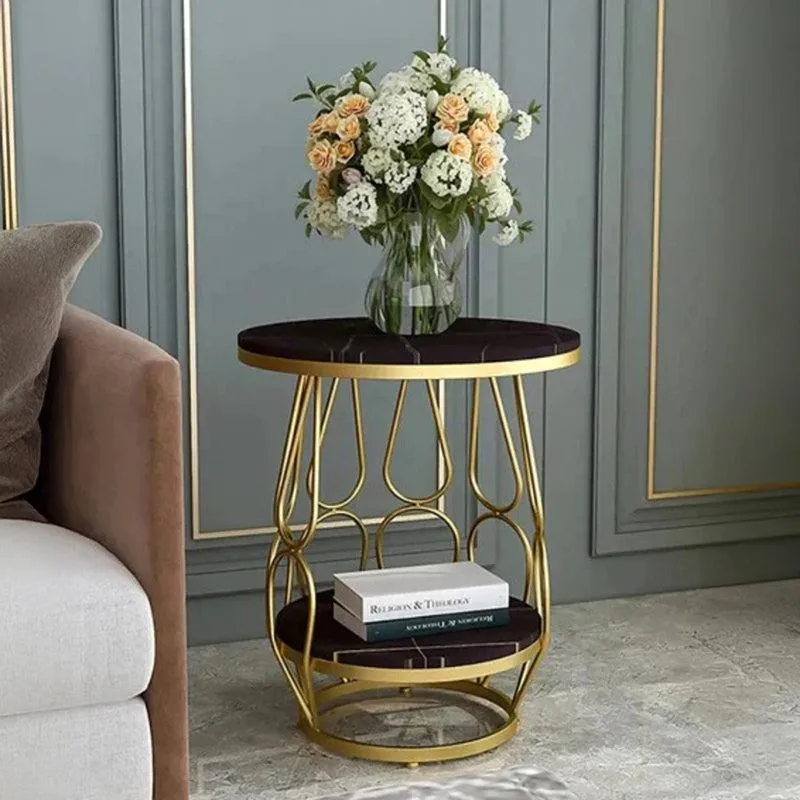 Helix Noble Metal Accent Table with Marble Top media 1
