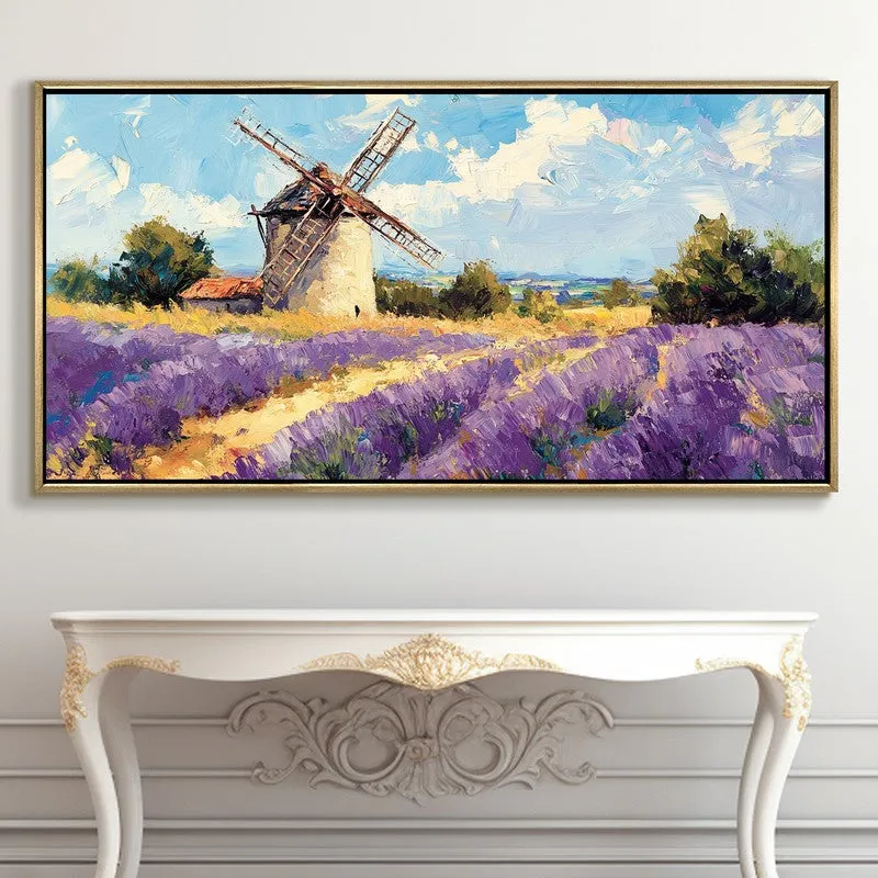 Lavender Landscape Canvas Wall Painting With Frame media 5
