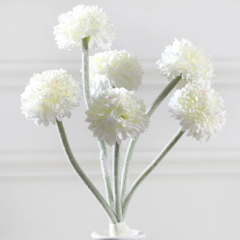 Pom Pom Artificial Flowers - White media 4