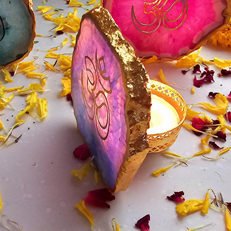Festive Om Tealight Candle Holder - Violet image 4