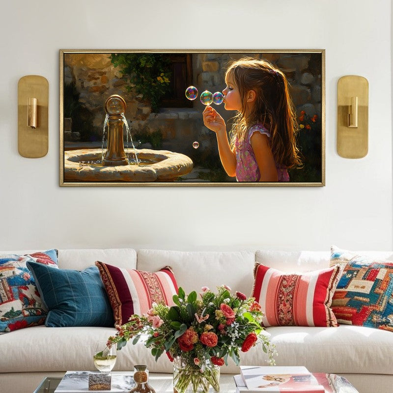 Childlike Canvas Wall Painting With Frame