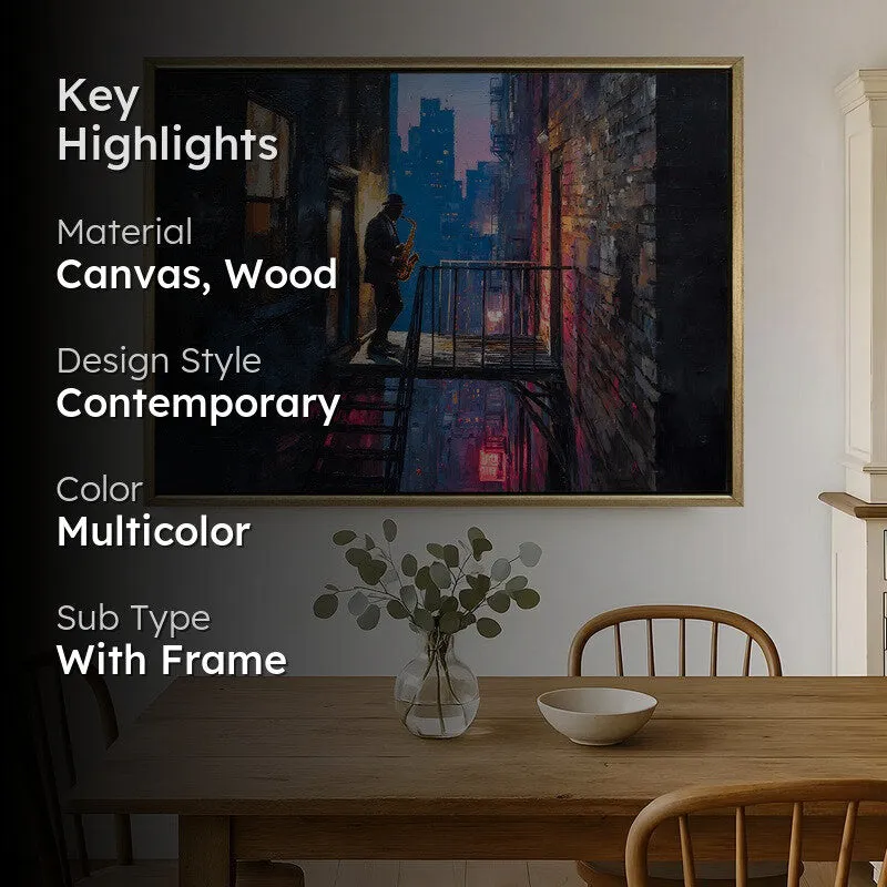 City Nocturne Canvas Wall Painting With Frame media 2