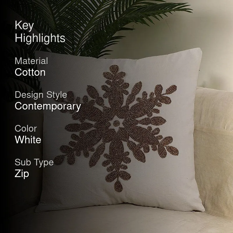 Snowflake Charm Cotton Cushion Cover - Maroon media 2