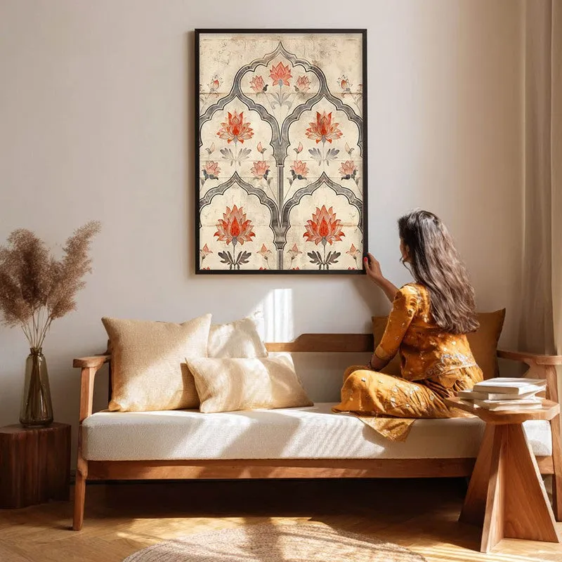 Lotus Arch Canvas Wall Painting With Black Frame media 5
