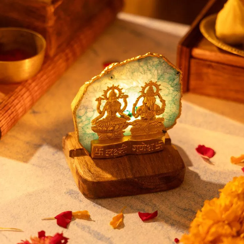 Divine Laxmi Ganesha Agate Festive Gift Box - Teal media 3