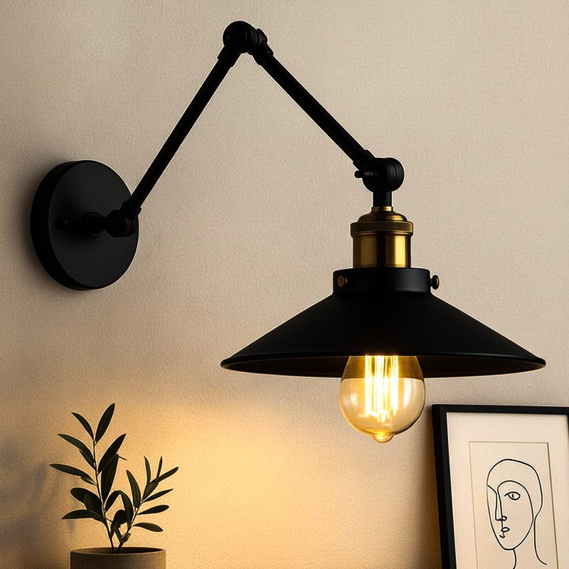 Eleni Cone Metal Wall Lamp - Black,Gold media 4