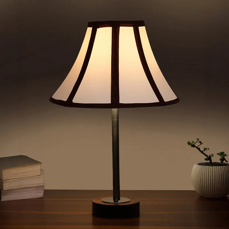 Stripra Rodin Wooden Table Lamp - White,Silver,Brown media 1