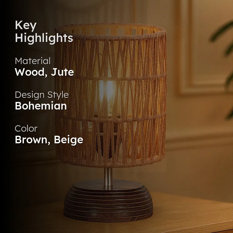 Aura Flick Wooden Table Lamp - Brown,Beige media 2