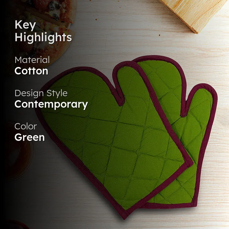 Swayam Teplo Kitchen Gloves (Olive Green & Red) - Set Of Two media 2