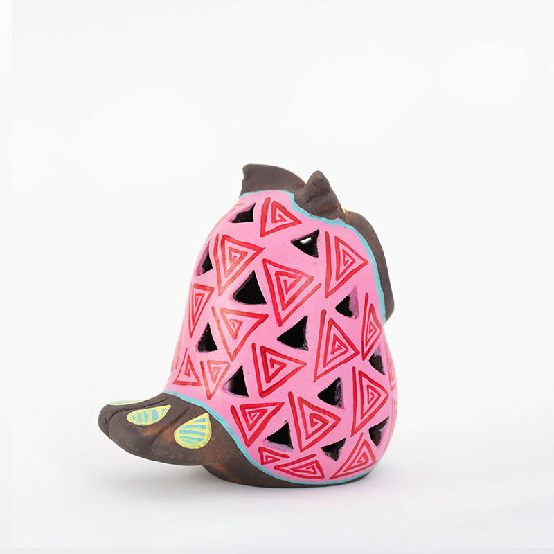 Lumi Owl Terracotta Tea Light Holder - Pink media 5