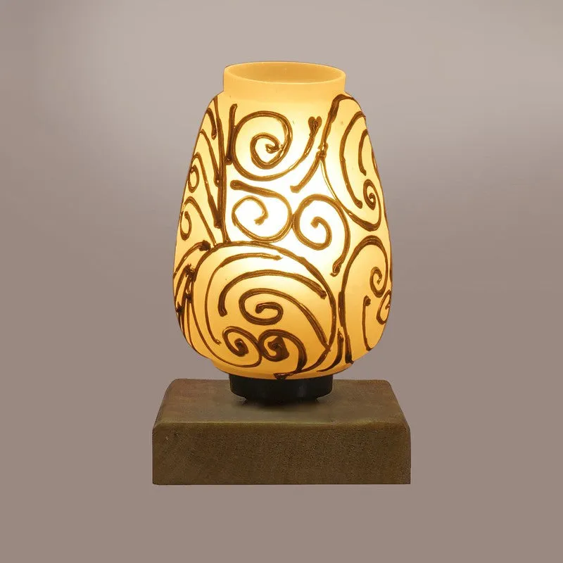 Prismato Glass Table Lamp With Wooden Base - White & Gold media 8