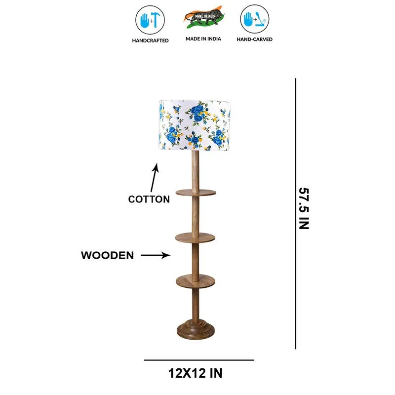 LumiCrate Tower Wooden Floor Lamp - White & Blue media 8
