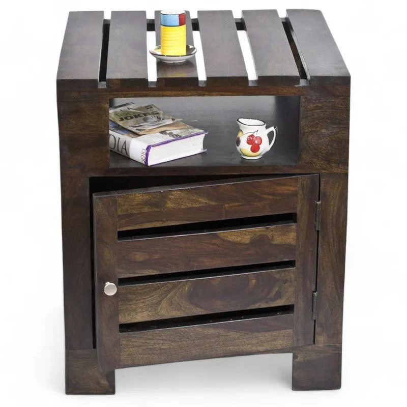 Wverix Sheesham Wooden Side & Bedside Table - Black media 5