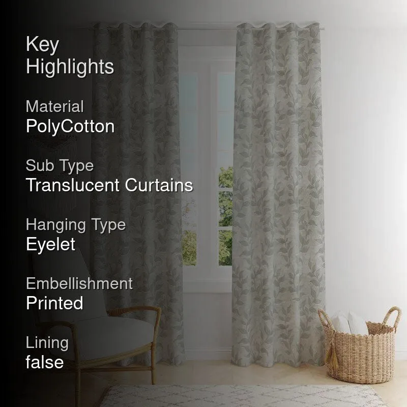 Noor Jacquard Single Curtain (Grey) media 2