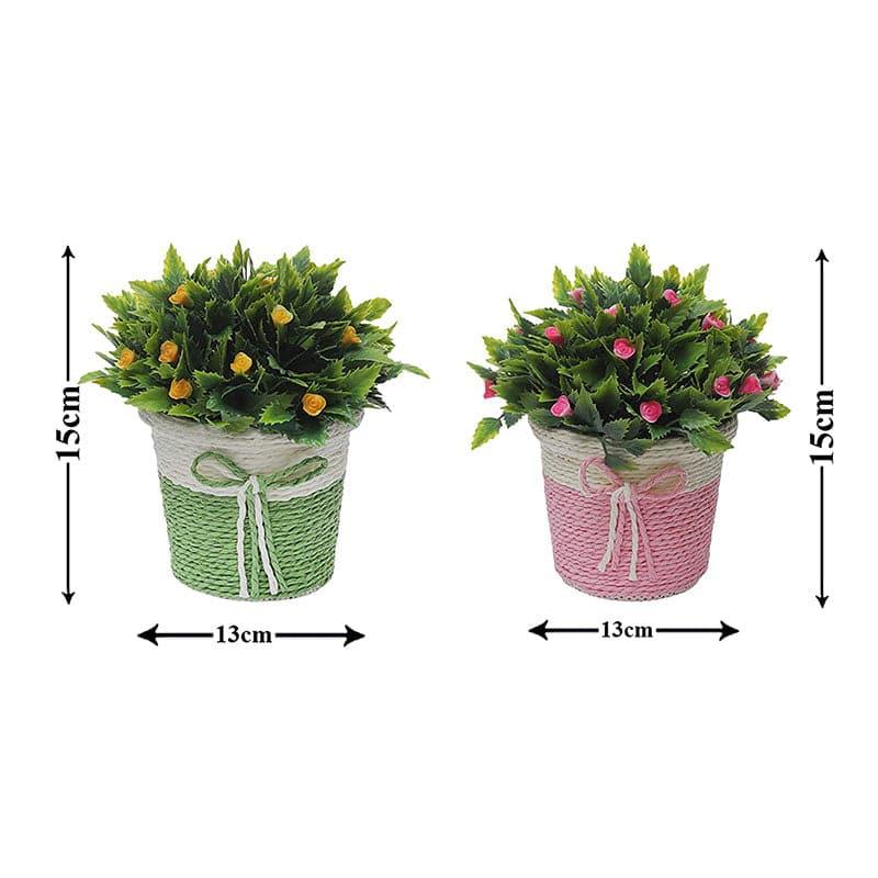 Vibrant Artificial Plant Set with Woven Pots - Pink and Green media 5