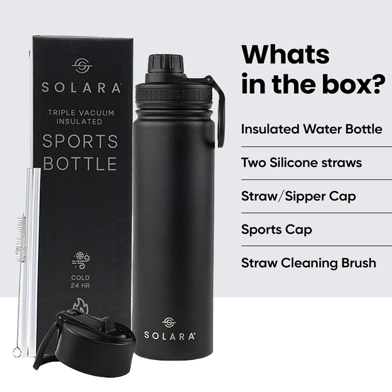 Solara Insulated Stainless Steel Bottle (650 ML) - Black media 6