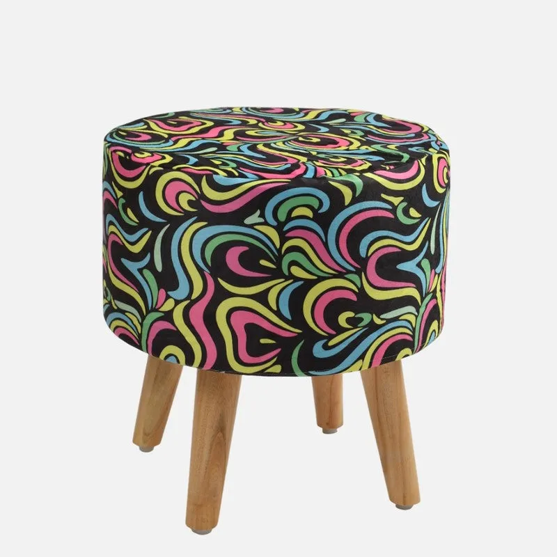 Avira Neonswirl Multicolor Engineered Wood Ottoman media 3