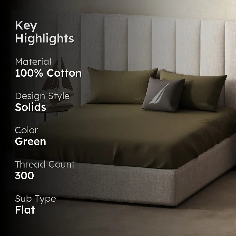 Nautica Cove Accent Solid Cotton Bedsheet (Mocha) - 300 TC media 2