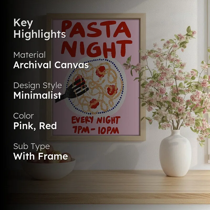 Pasta Night Archival Canvas Wall Art - Brown media 2