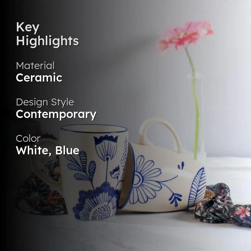 Polki Ceramic Coffee Mug (300 mL Each) - Set of Two media 2