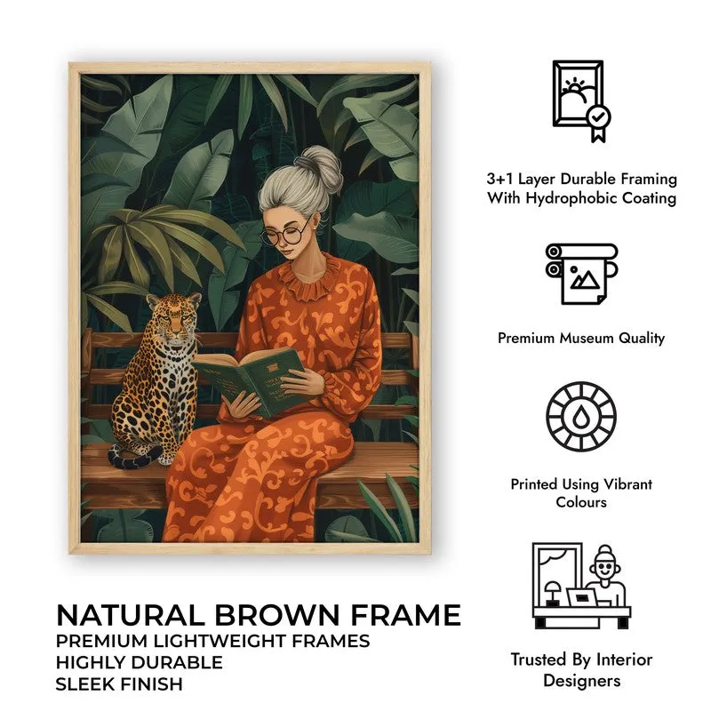 Story In Savanna Canvas Wall Painting - Brown Frame media 10