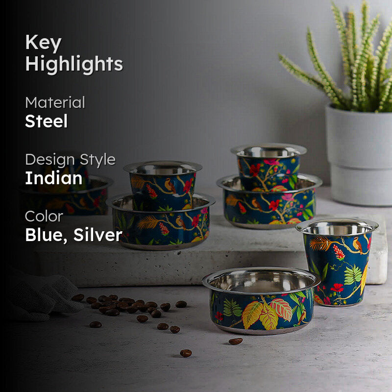 India Circus Flora Brass Dabara Set (100 mL/150 mL) - Eight Piece Set image 2