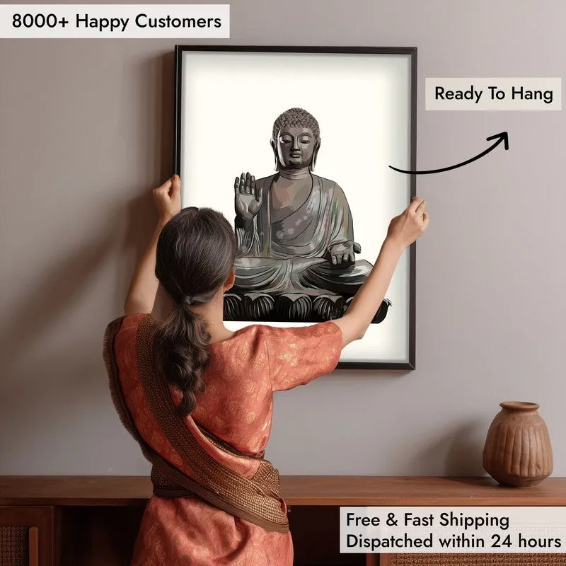 Peaceful Buddha Archival Paper Wall Art With Frame media 7