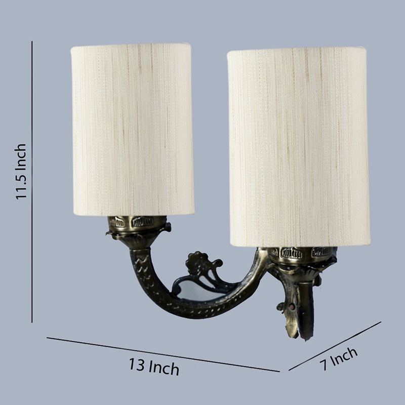 Vintage Fabric & Metal Wall Lamp - Beige media 5