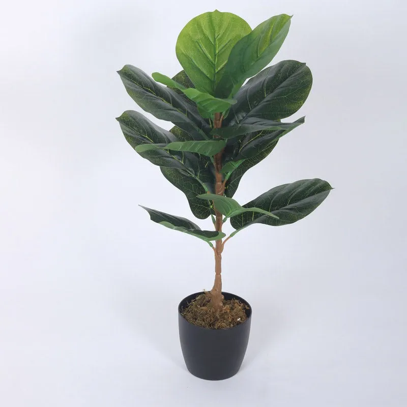 Faux Realtouch Green Fiddle Leaf Fig Tree With Black Plastic Pot - 2.5 Feet media 4