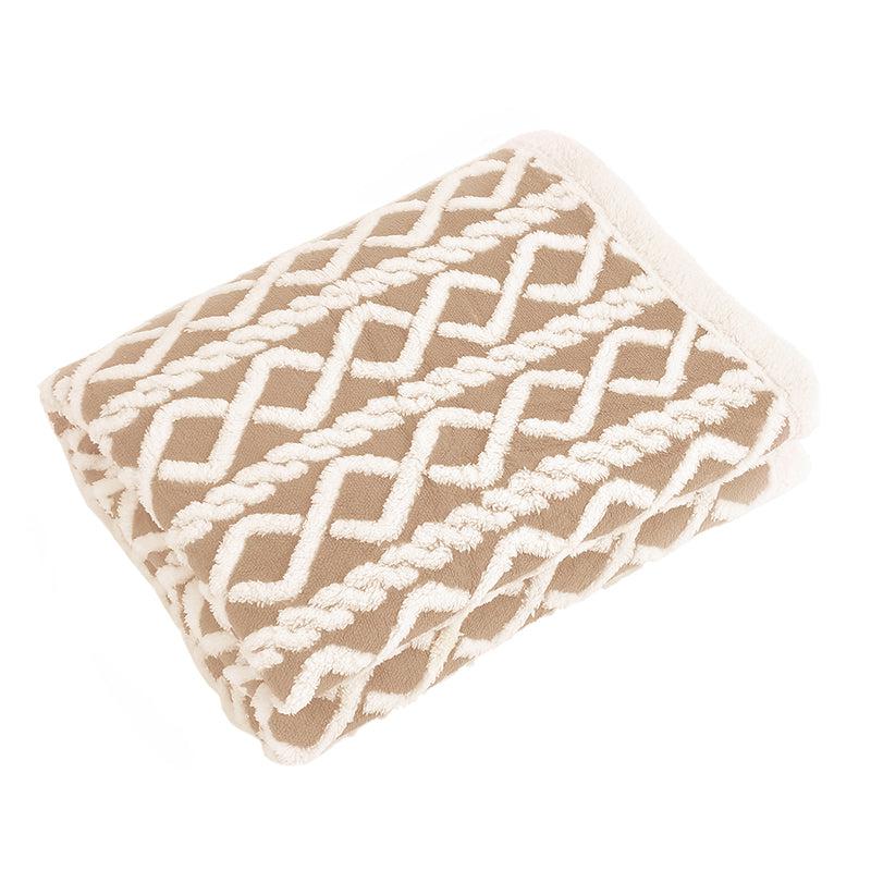 Oriella Geomatric Faux Fur Blanket (Brown)  - 210 GSM media 4