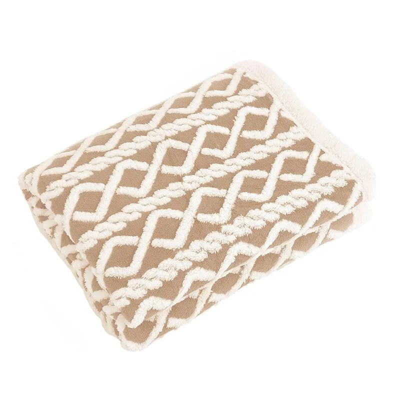 Oriella Geomatric Faux Fur Blanket (Brown) - 210 GSM media 4