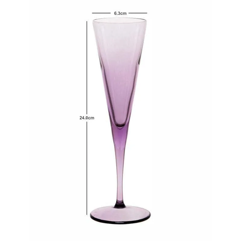Pasabahce Twig Drop Purple Flute Glasses (150 ML) - Set Of Six media 5