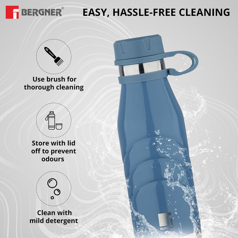 Bergner Walking Aqua Flex Thermosteel Hot And Cold Flask (Blue) - 750 mL media 4