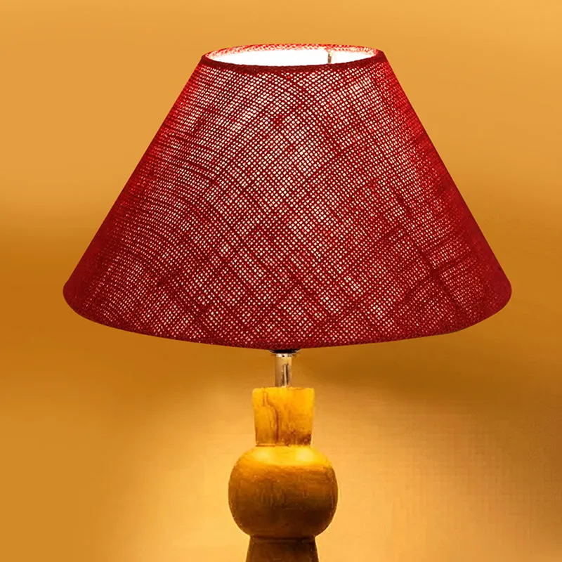 Angler Neo Jute Wooden Table Lamp - Maroon,Brown media 4