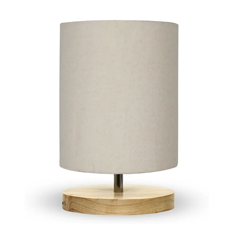 Vinterra Wooden Table Lamp with Fabric Shade - Grey,Beige media 3