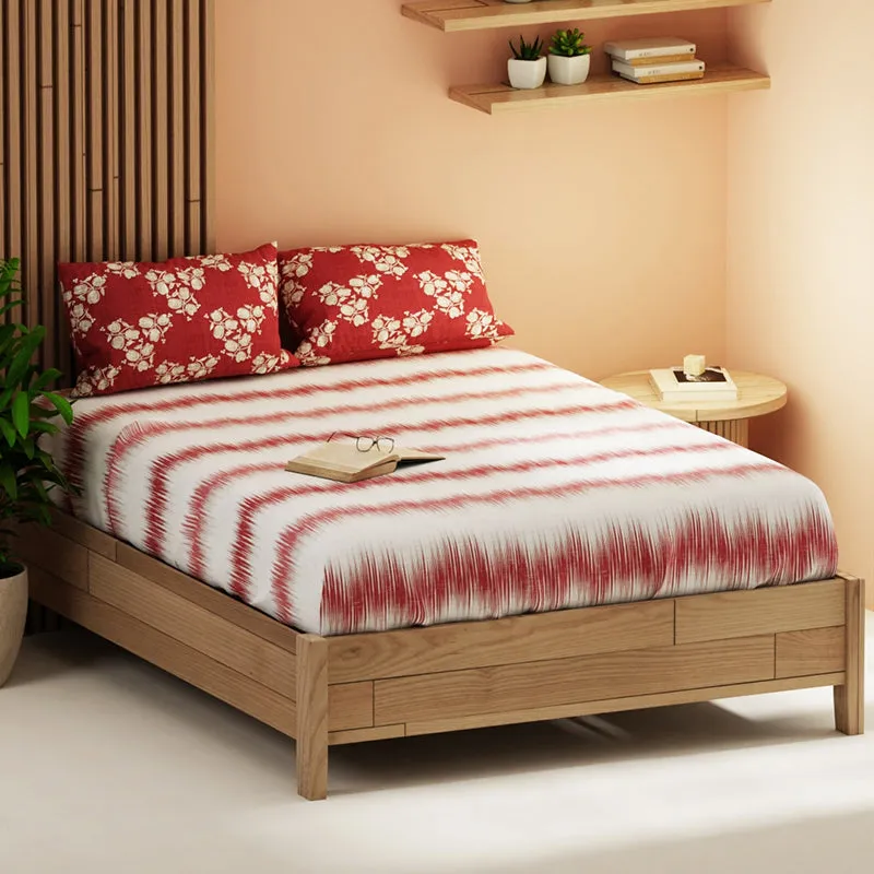 Quincy Abstract Microfiber Bedsheet (Red) - 120 GSM media 1