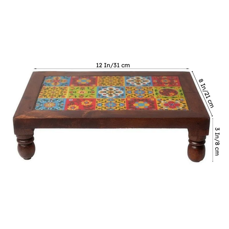 Nyra I Folk Art Mango Wood Stool - 12 inch media 8