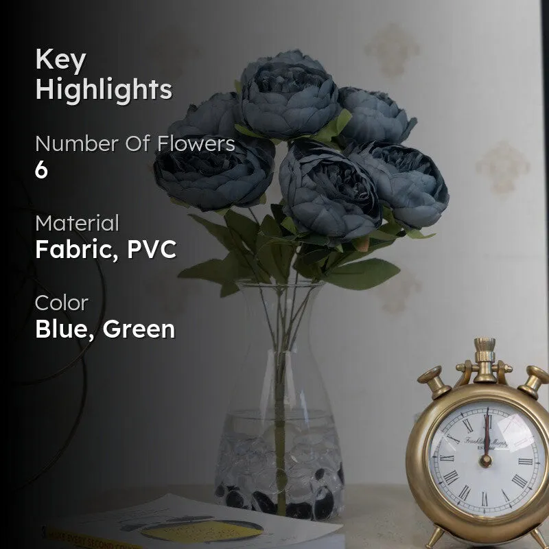 Realistic Artificial Peony Flower Bunches - Blue media 2