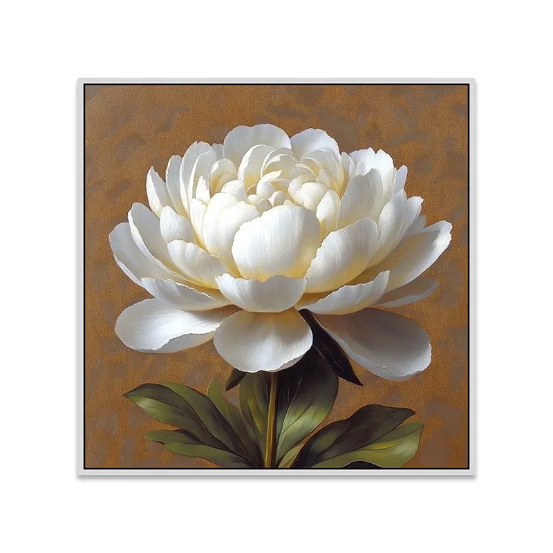 Prismatic Peony Canvas Wall Painting With Frame - White media 5