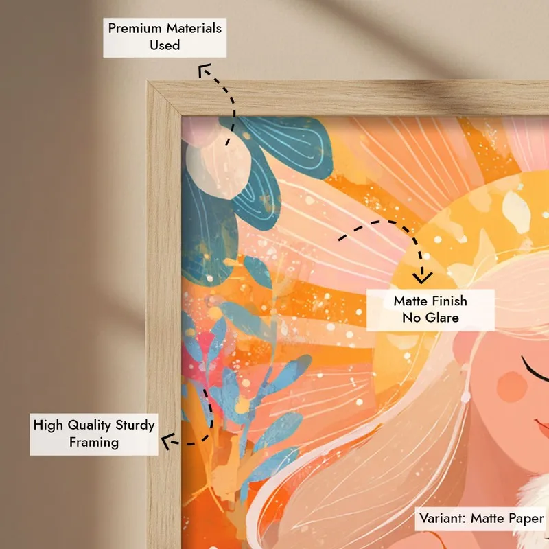 Daisy Dream Canvas Wall Painting - Brown Frame media 7