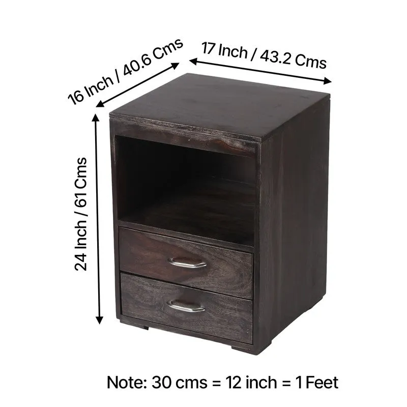 Uverix Sheesham Wooden Side & Bedside Table - Dark Brown media 12