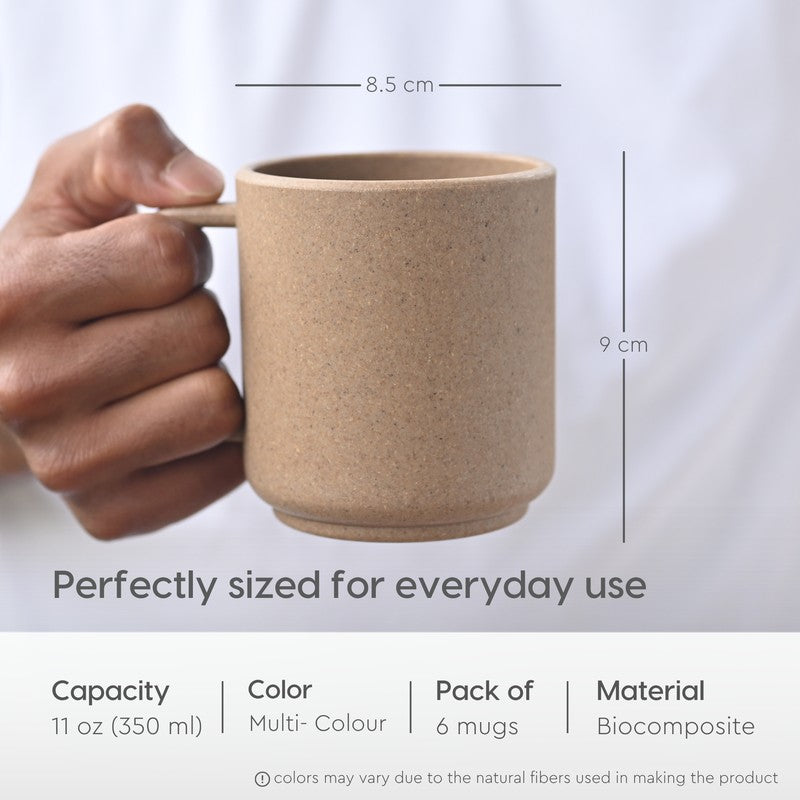 Nordic Rice Husk Coffee Mug (350 mL Each) - Set Of Six media 7