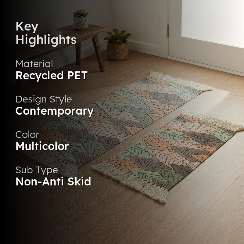 Botanical Geometric PET Runner Rug  - Set of Two media 2