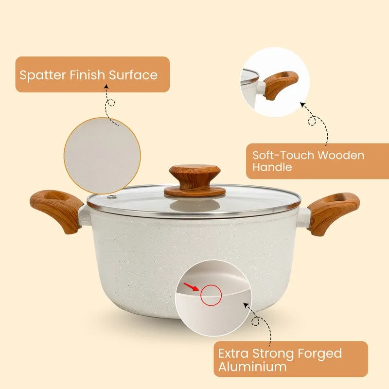 Salford Forged Non Stick Casserole with Glass Lid (White Spatter) - 4400 mL media 7