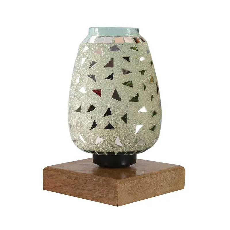 Mosaicelle Mosaic Glass Table Lamp With Wooden Base - Silver media 6
