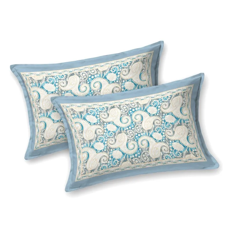 Mango Muse Cotton Bedsheet (White,Blue) - 180 GSM media 6
