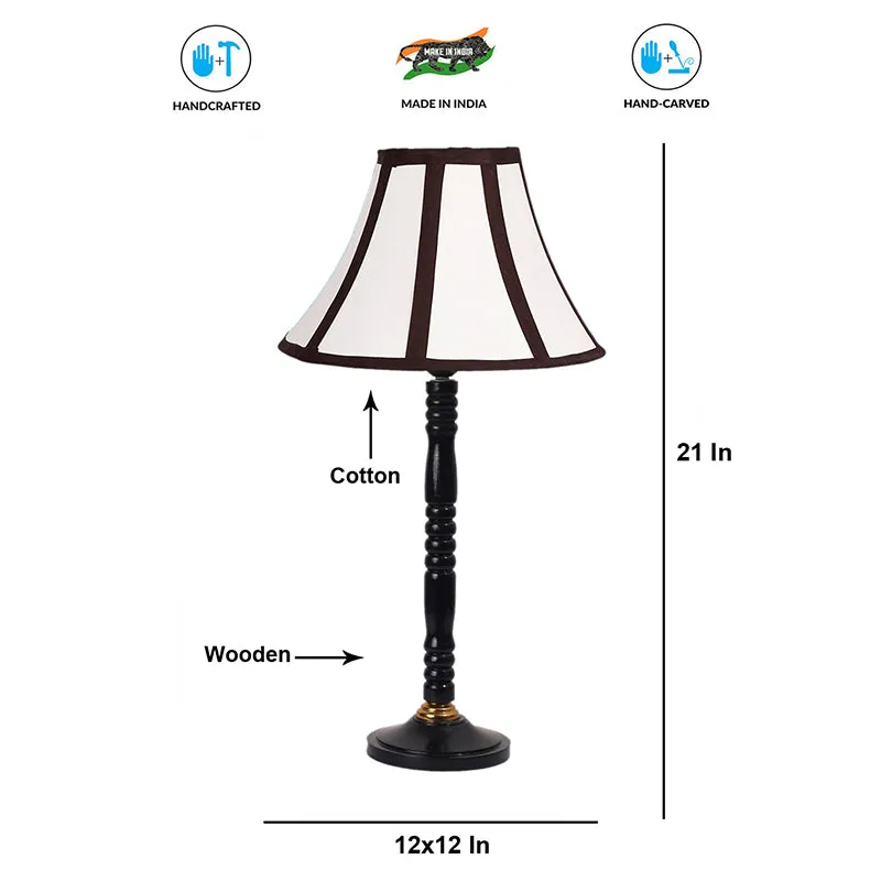 Windsor Table Lamp With Carved Wooden Base - White,Black media 4
