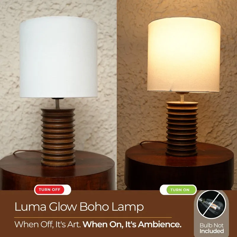 Boho Disc Mango Wood Table Lamp media 9
