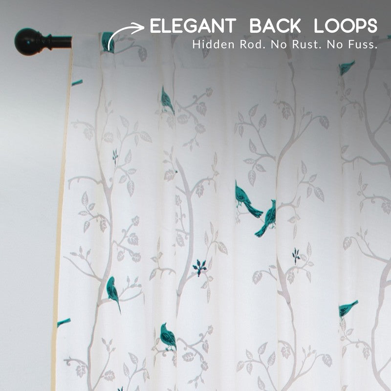 Tranquebar Home Nature Wings Cotton Curtains(Blue) - Set Of Two media 7